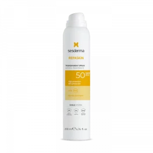 Alta protección 50 aerosol transparente water resistant y UVA de sesderma repaskin