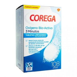 Corega oxígeno bio-activo 3 minutos con 108 tabletas