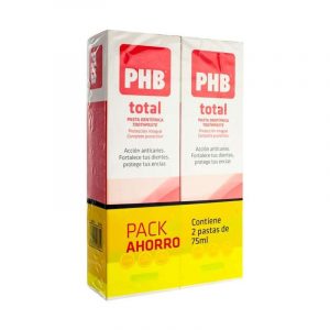 PHB total pasta dentífrica protección integral pack ahorro contiene 2 pastas de 75ml